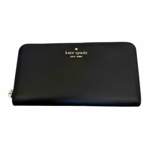 Kate Spade Leila Large Continental Wallet Black Pebbled Leather Zip Around KN776